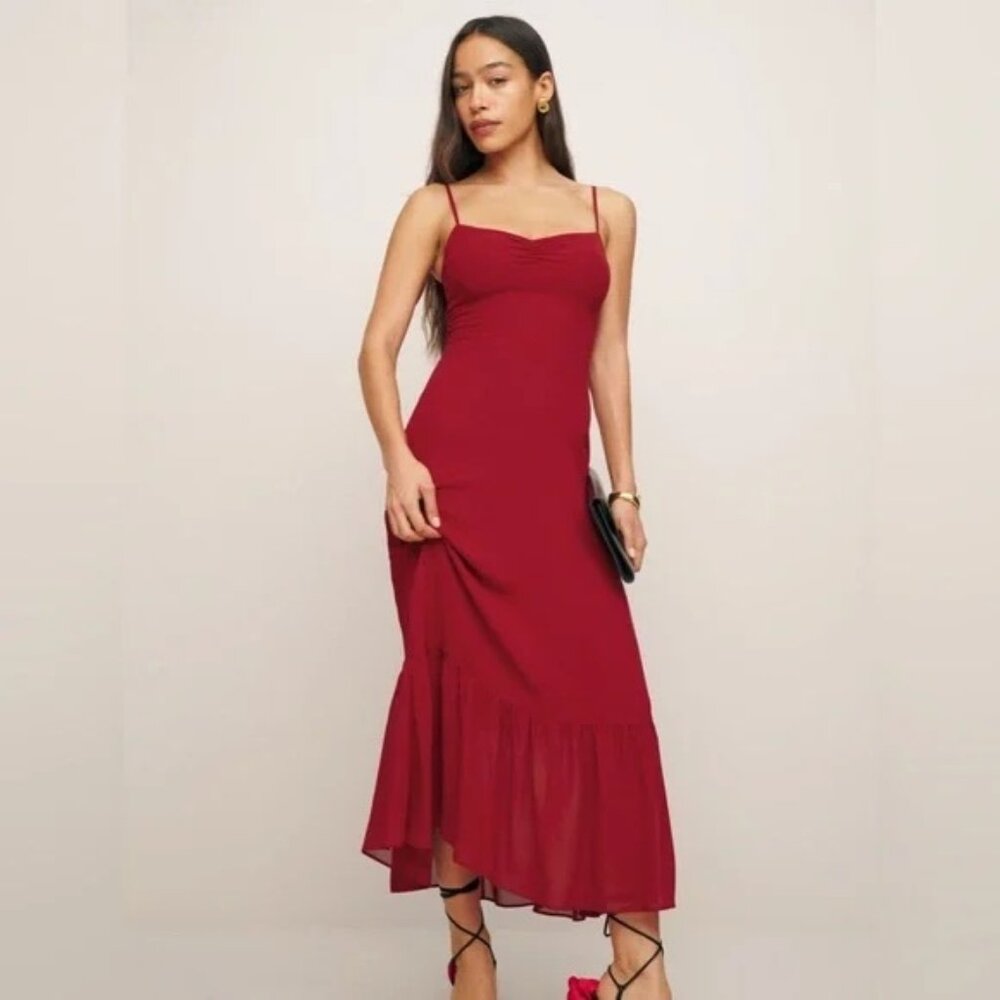 Reformation Emersyn Dress Rhubarb